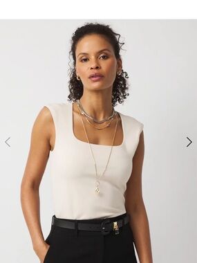 White House Black Market NWOT Ecru Cream Square-Neck Sleeveless Top